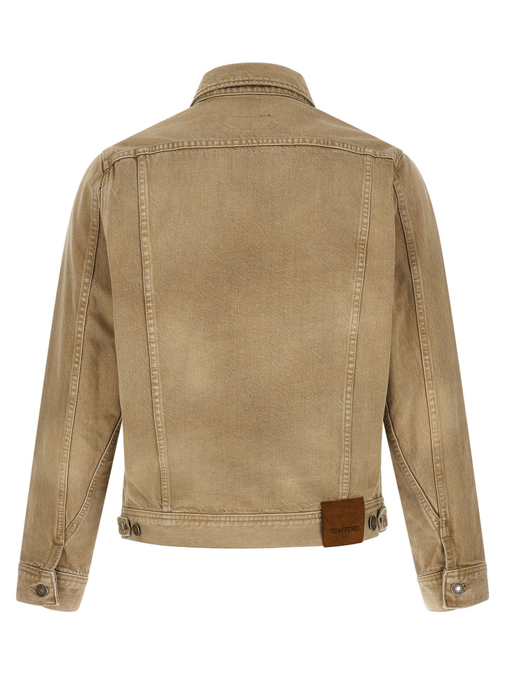 Tom Ford Denim Jacket Puffer Jackets - Beige | 03f8e5dd4d28815607a2d2352f66a0a35b3e5b27