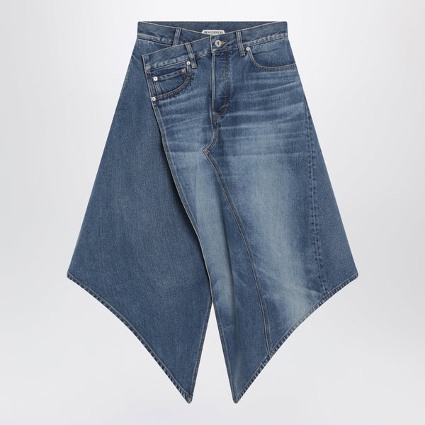 Asymmetric Skirt In Washed Blue Denim
