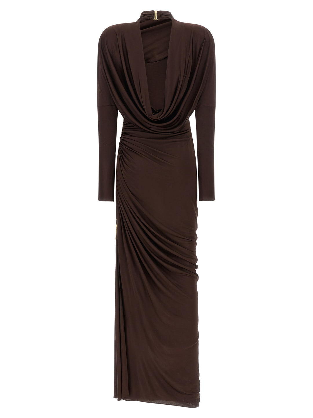 Balmain Draped Jersery Dress Dresses - Brown | c3576150889ac4d67105911f228f747dc0406cfc