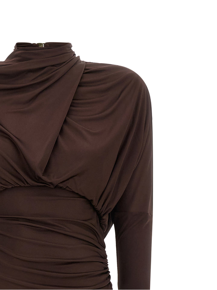 Balmain Draped Jersery Dress Dresses - Brown | 2abed4d70098b3bff211da35b76dfc86e3918ef9