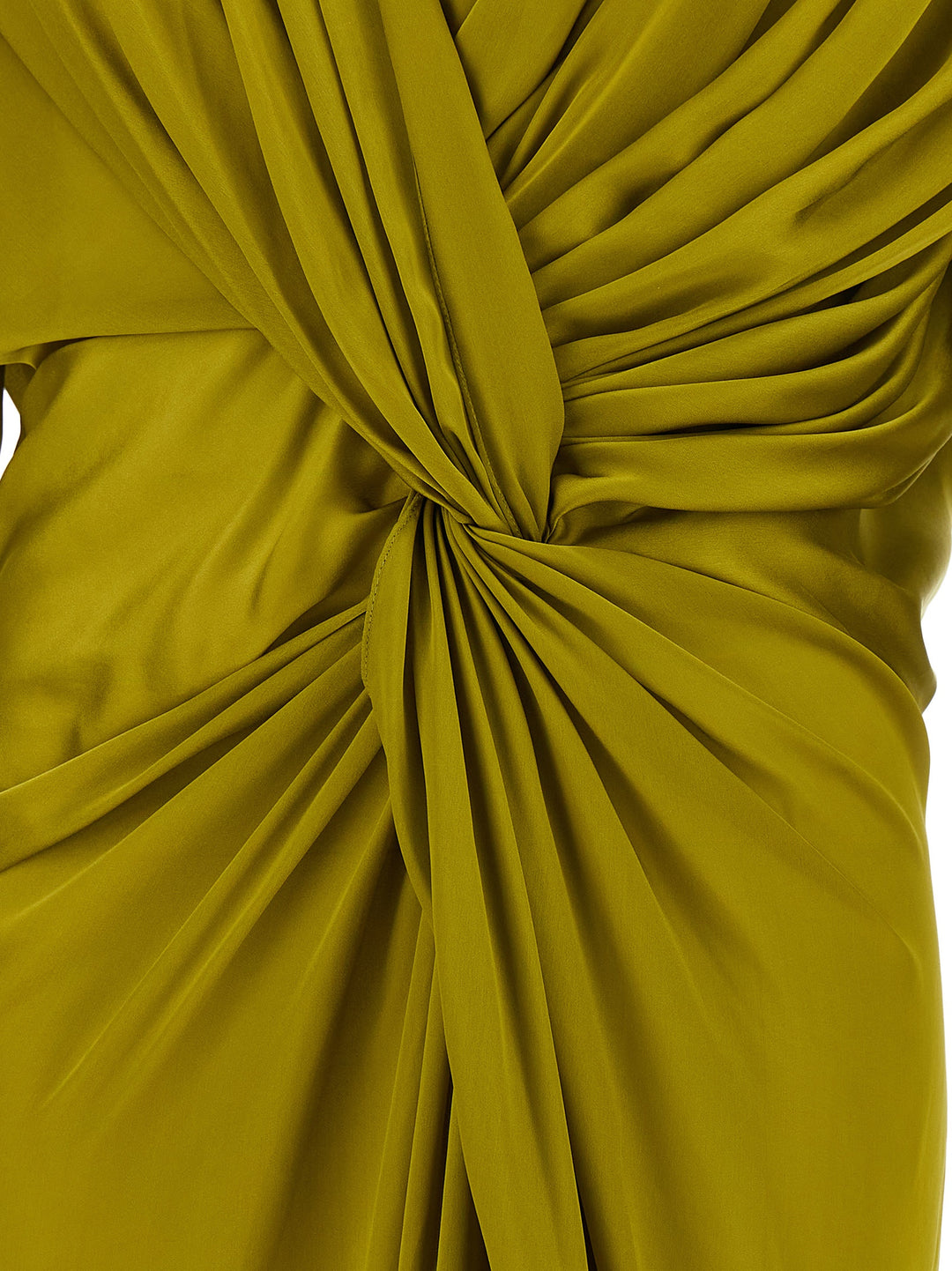 Balmain Draped Silk Dress With Knot Skirts - Green | 838330cdcb739f3a1bcfec3bb46c87e740d12612