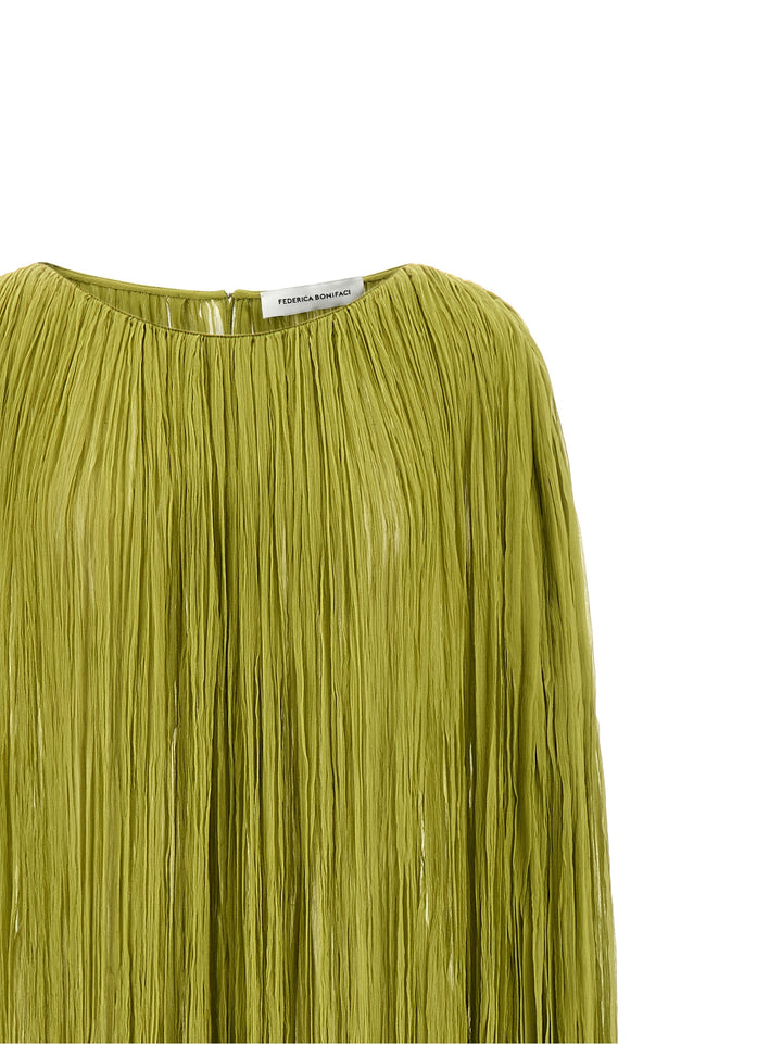 Federica Bonifaci The Pleated Dress Cape Dresses - Green | 67a685386734a4bb22a925efec28a723a1458d45
