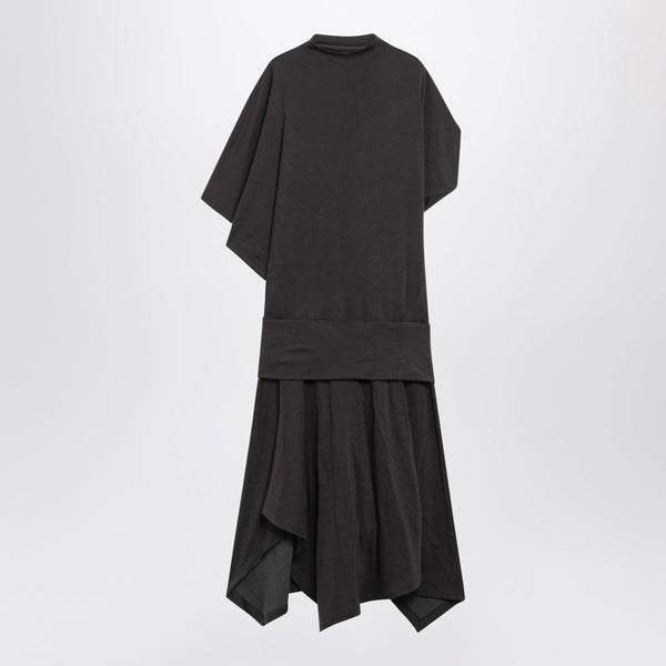 Brown Twisted Dress In Wool And Viscose