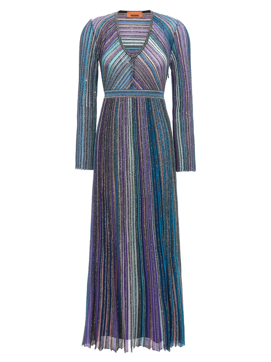 Lamé Pleated Long Dress Dresses Multicolor