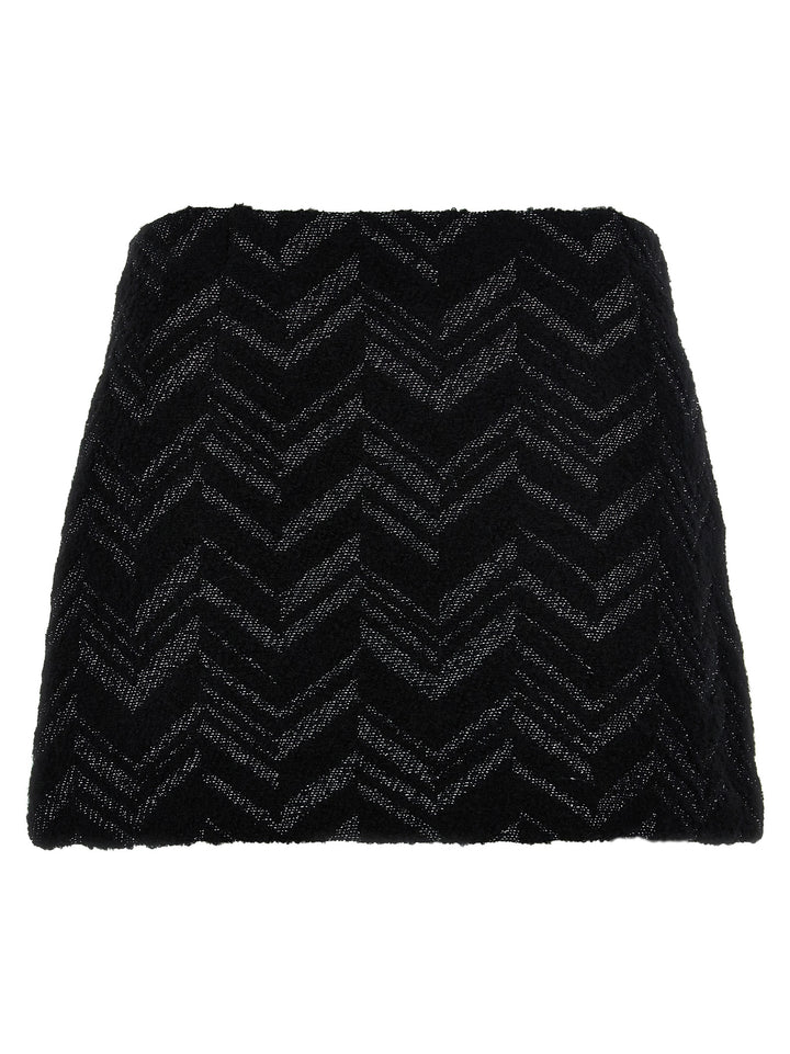 Chevron Lamé Bouclé Skirt Skirts Black