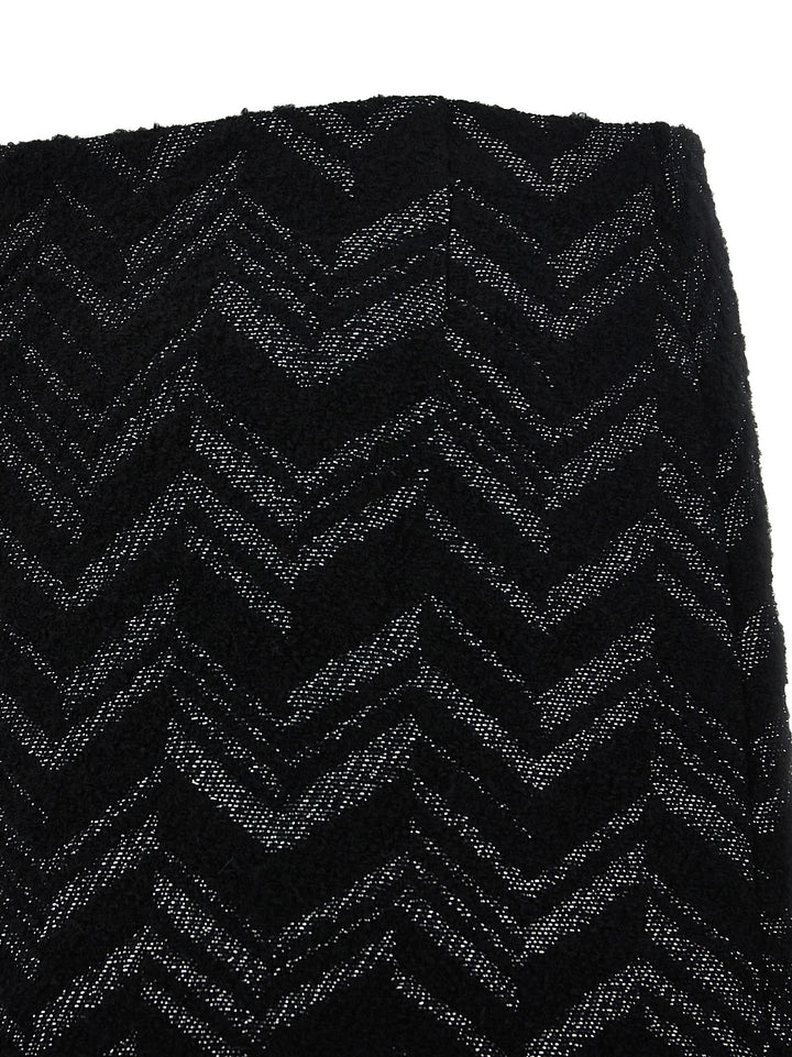 Chevron Lamé Bouclé Skirt Skirts Black