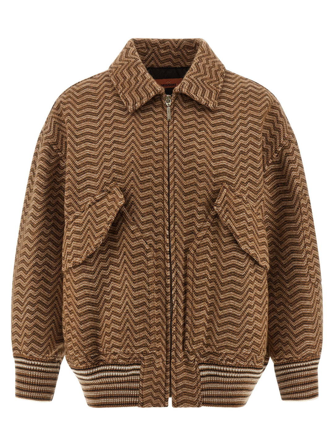 Missoni Chevron Pattern Bomber Jacket Puffer Jackets - Beige | 0aa974d7a3b097adb1e4cb19cfa34a4179f989fb