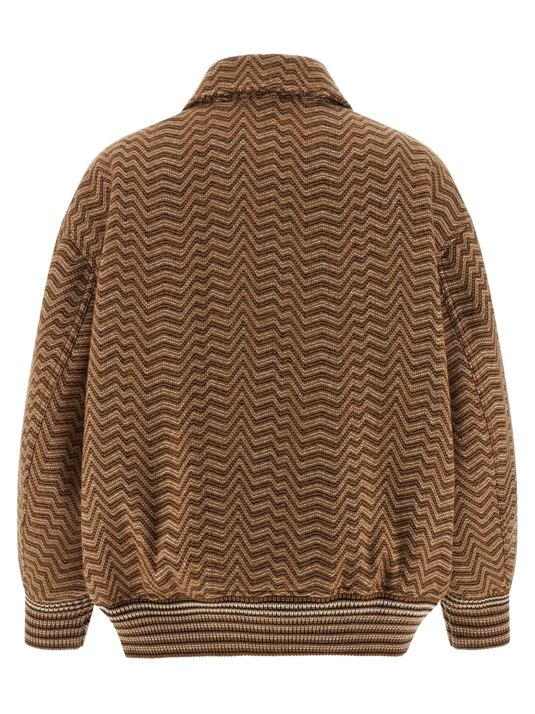 Missoni Chevron Pattern Bomber Jacket Puffer Jackets - Beige | 38350cf79b0723014e57efbc610ecfdee31b2c9d