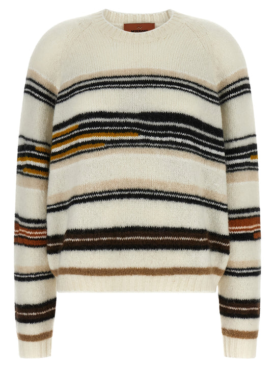 Stripes Intarsia Sweater Sweaters And Cardigans White