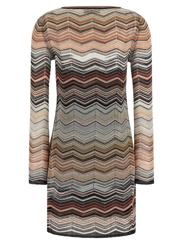 Missoni Chevron Lamé Dress Dresses - Brown | c45e2037b838f2d27184a692674202ab037881e7