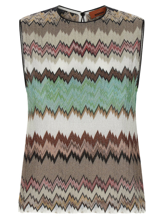 Zigzag Lamé Top Tops Multicolor