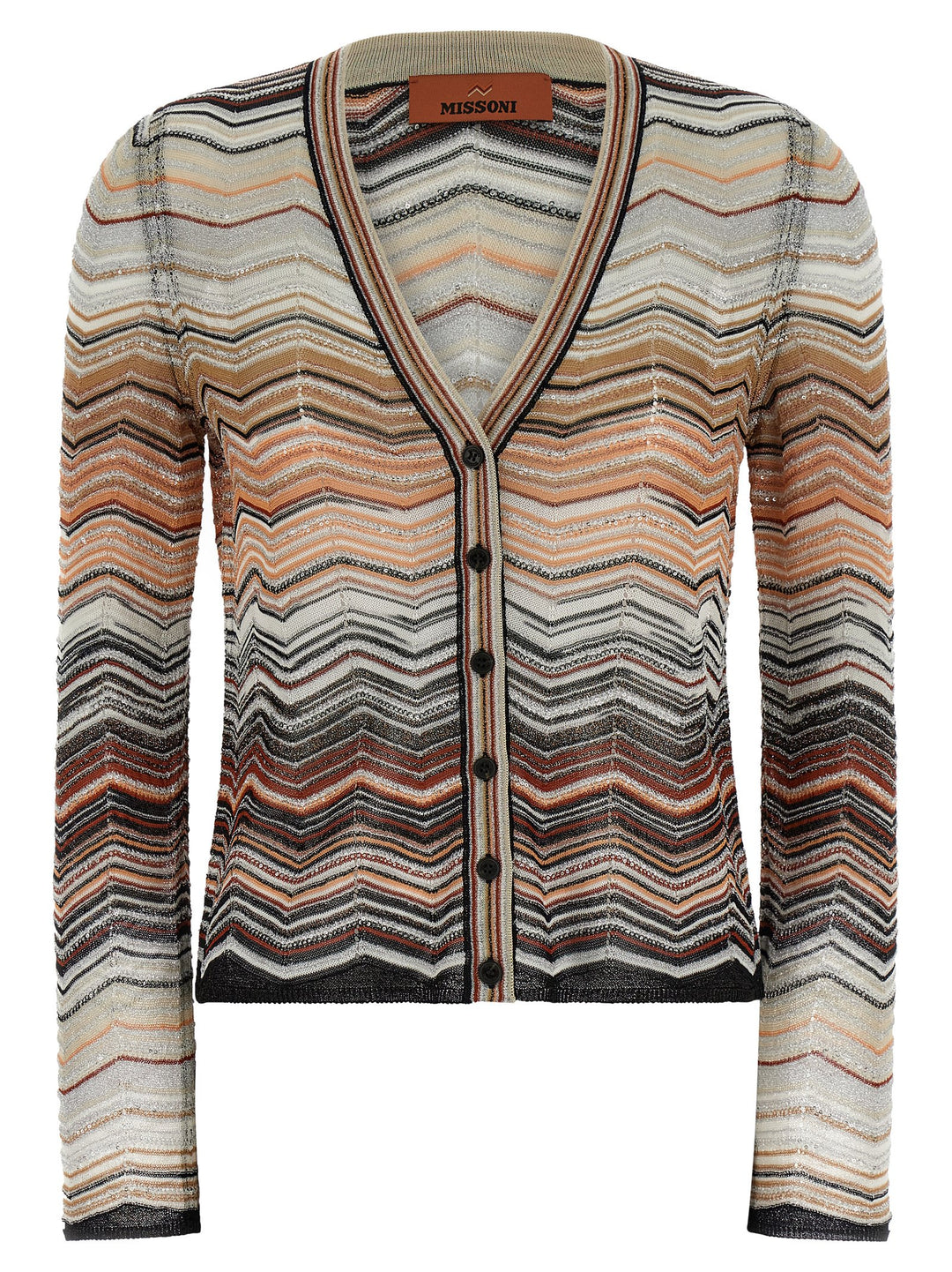 Missoni Chevron Lamé Cardigan Sweaters and Cardigans - Brown | 4234666e96af8ddf3eeabd2a1bfc5e920151c143