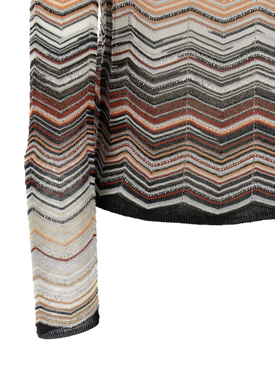 Missoni Chevron Lamé Cardigan Sweaters and Cardigans - Brown | c41a59b9c3dd8551552d7fcd0cbd2d14c3a828c5