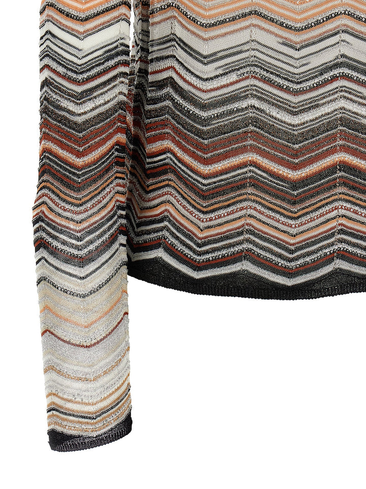 Missoni Chevron Lamé Cardigan Sweaters and Cardigans - Brown | c41a59b9c3dd8551552d7fcd0cbd2d14c3a828c5