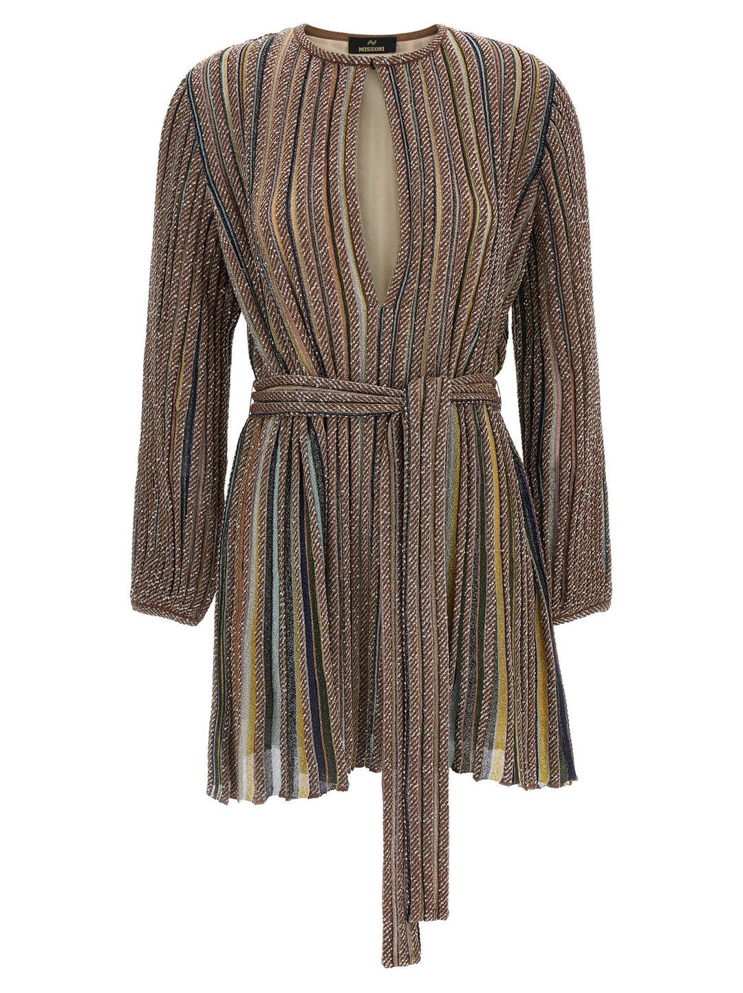Missoni V-Neck And Belt Dress Dresses - Multicolor | ccc330114baeb697f07f7c3133f1b6c42aa8efd1