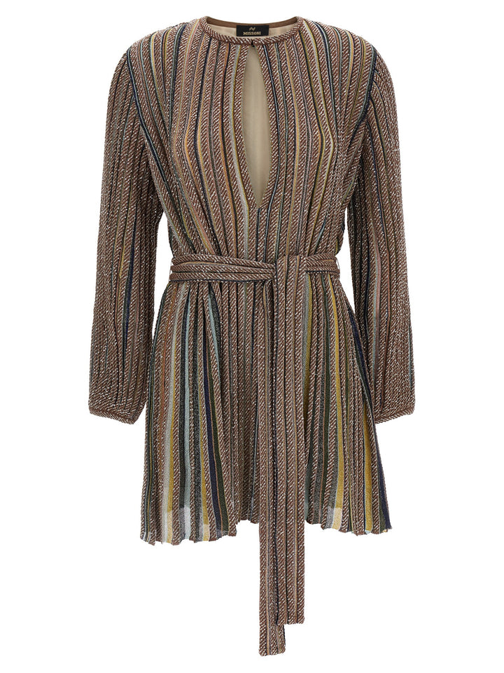 Missoni V-Neck And Belt Dress Dresses - Multicolor | ccc330114baeb697f07f7c3133f1b6c42aa8efd1