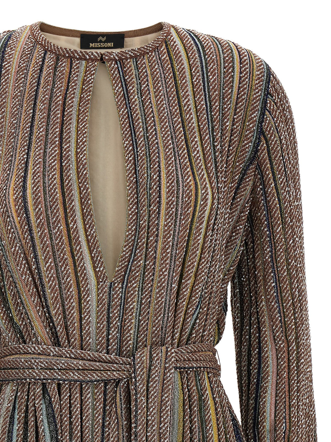 Missoni V-Neck And Belt Dress Dresses - Multicolor | c4f3deff618544330daa9ca9406908c2772f2cf6