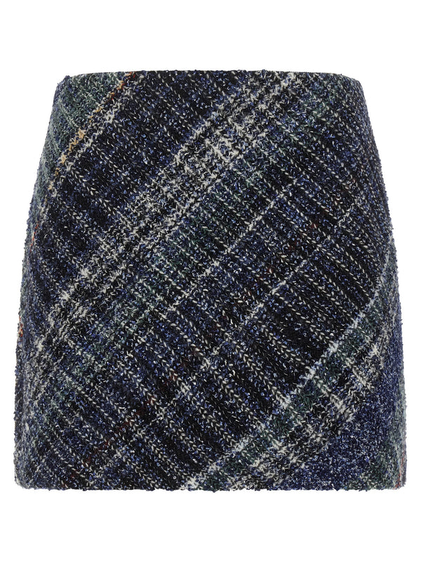 Check Wool Skirt Skirts Blue