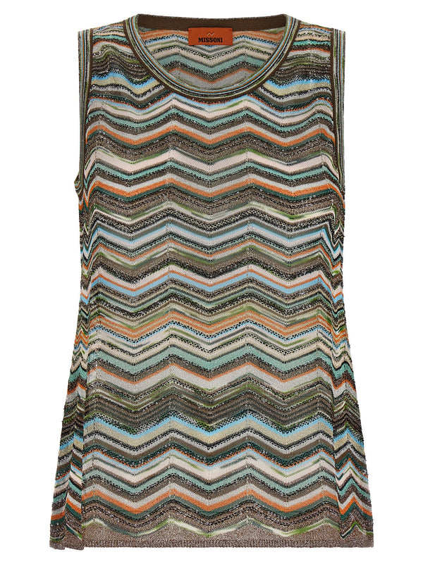 Chevron Workmanship Top Tops Multicolor