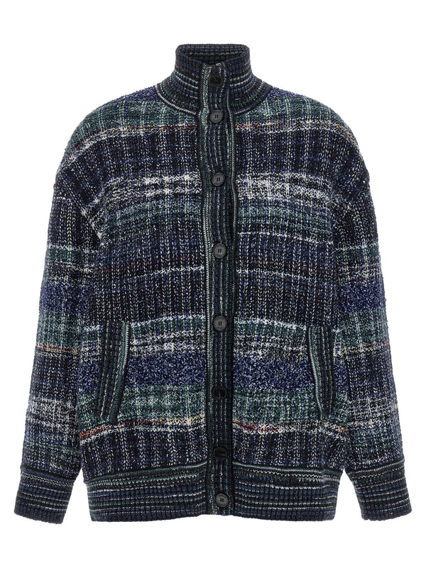 Check Wool Cardigan Sweaters And Cardigans Blue