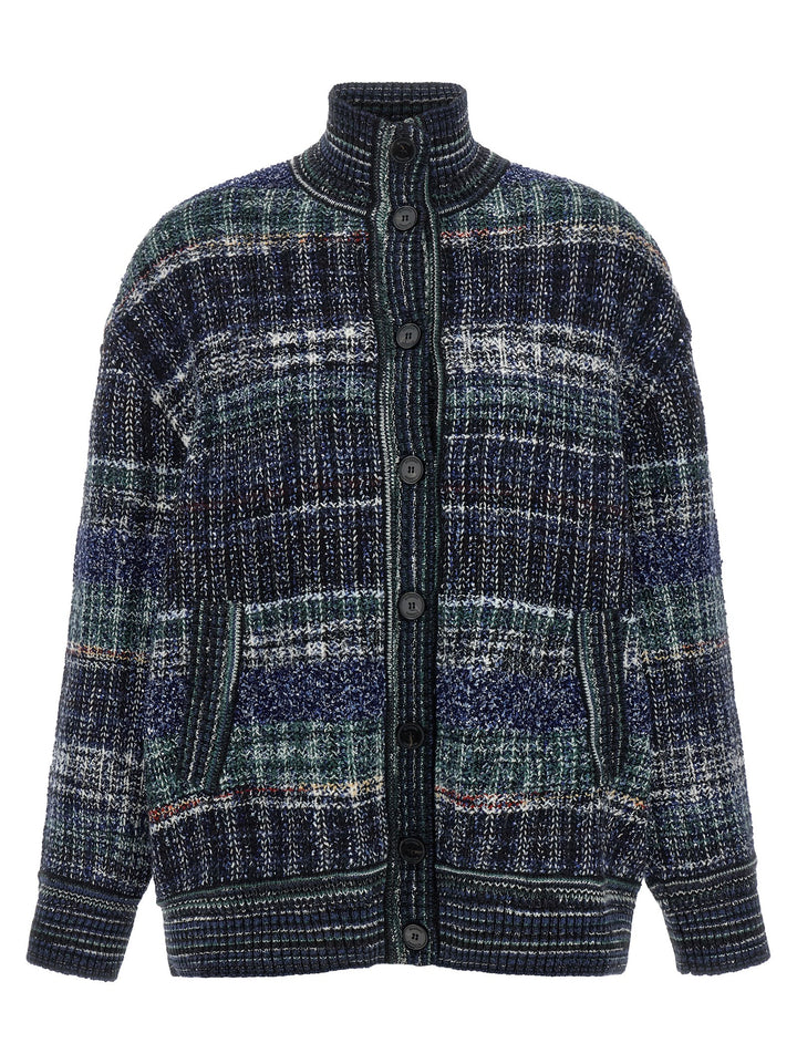 Missoni Check Wool Cardigan Sweaters and Cardigans - Blue | 8a4ab10161be65eda0a6c45d1696fe4b66ead6f7
