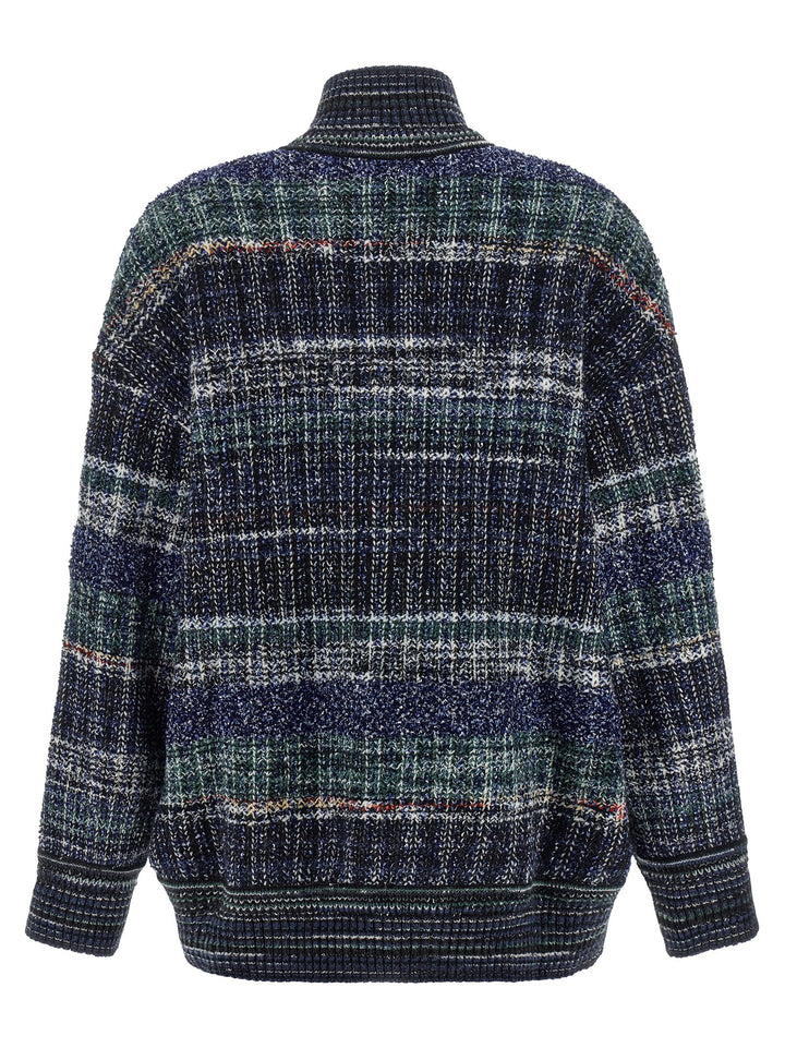Missoni Check Wool Cardigan Sweaters and Cardigans - Blue | 9251ba725d31e525411730d5dc74b642f8a4942a