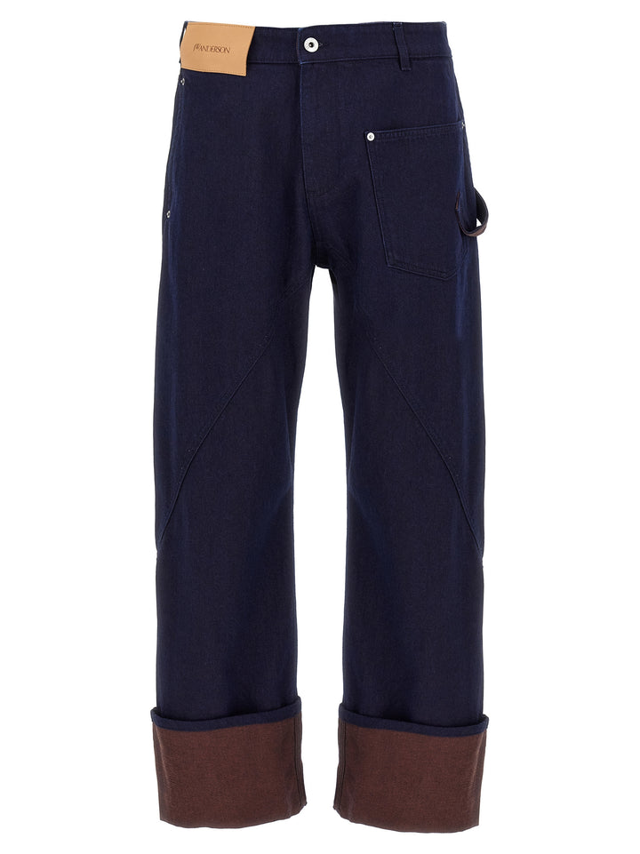 J.W. Anderson Turn Up Twisted Workwear Jeans - Blue | 6d9cc3ee7490db7b340f3a32e8a15d5bf61172f2