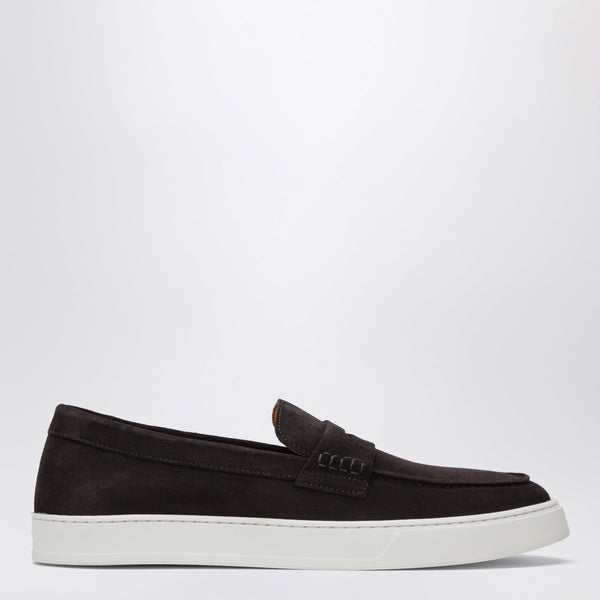 Brown Suede Penny Loafers