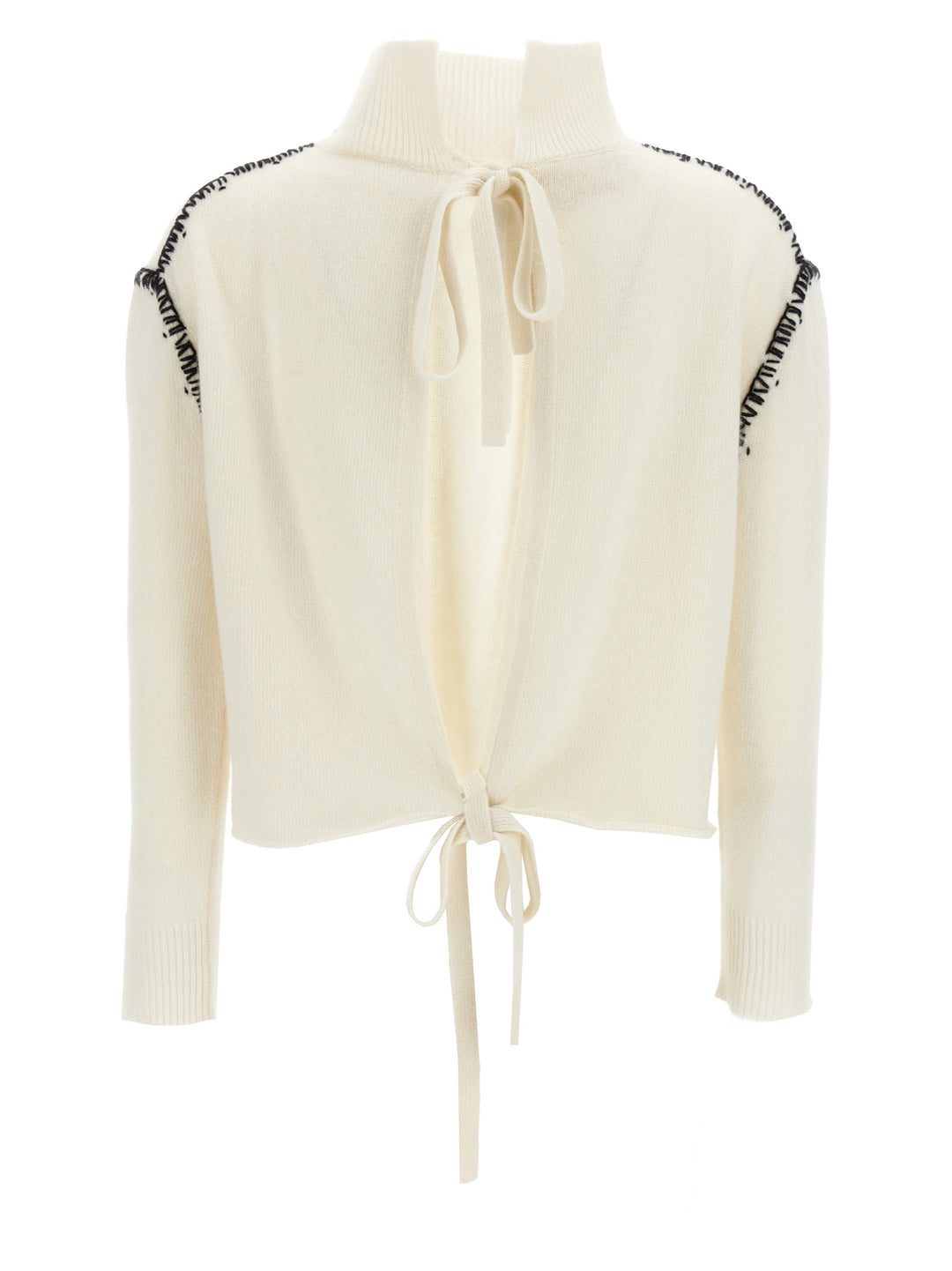 Mending Detail Cardigan Sweater, Cardigans White/Black