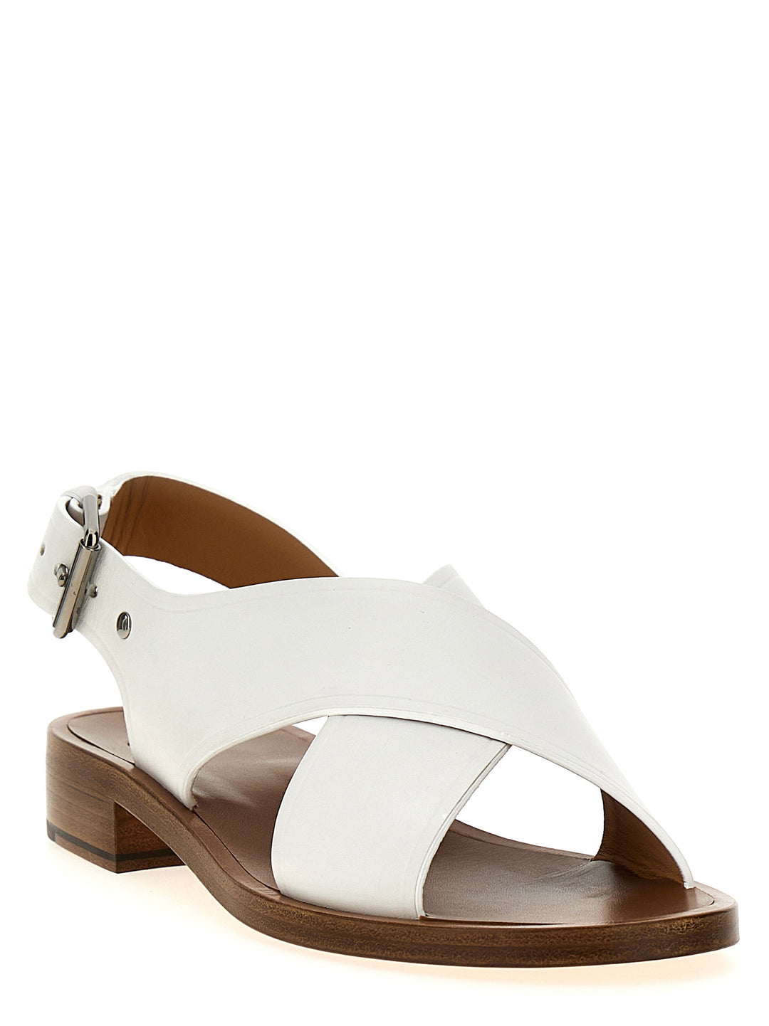 Crossed Band Sandals White