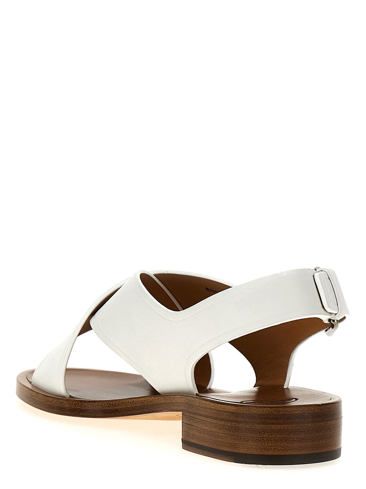 Crossed Band Sandals White