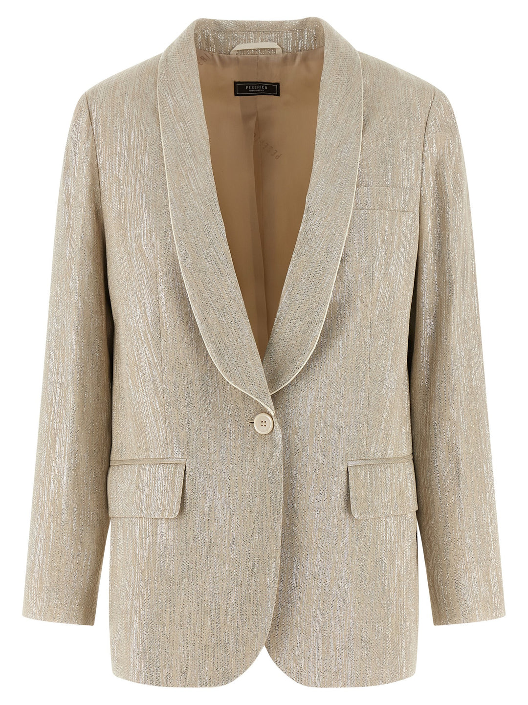 Peserico Lamé Thread Blazer BlazerS - Beige | 68c333ade96288f9c15feeaad64369785cac03eb