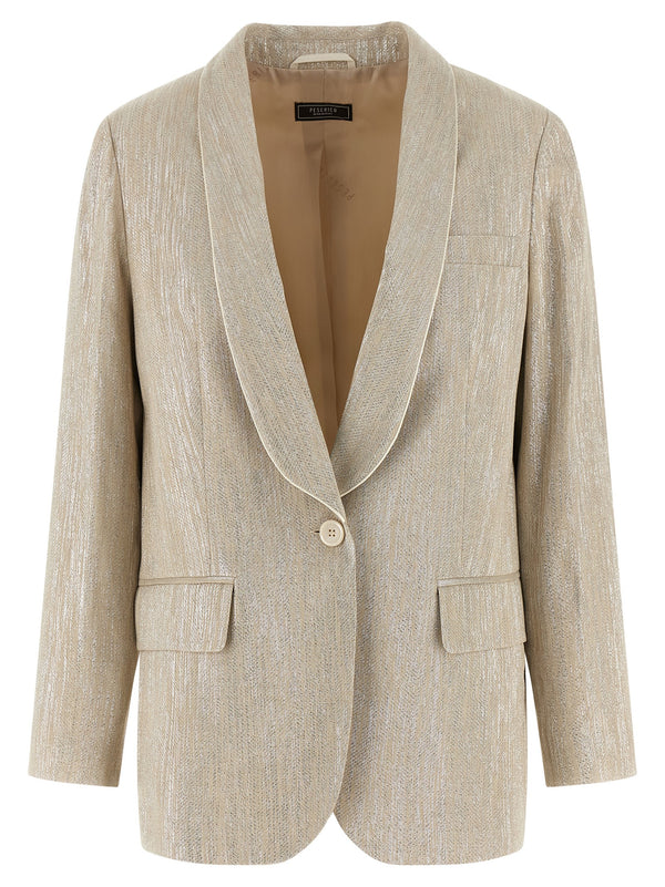 Lamé Thread Blazer Blazers Beige