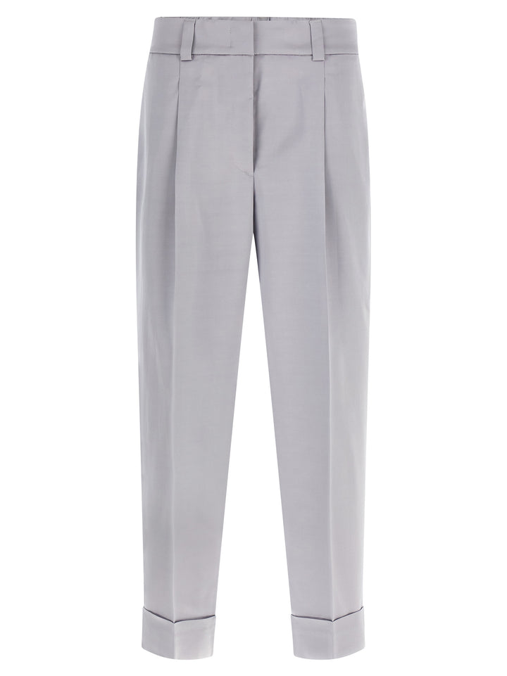 Peserico Satin Pants - Gray | 7e0187bcb6b9dc3267ee0012f6bfbec534632a8d