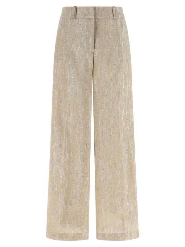 Lamé Thread Trousers Pants Beige