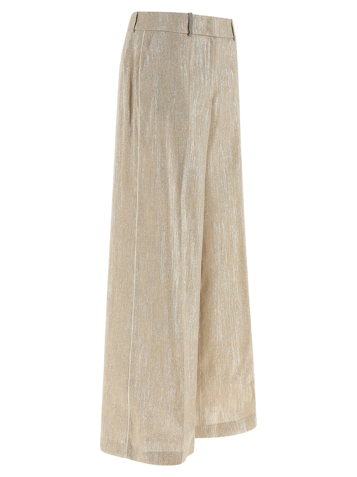 Peserico Lamé Thread Trousers Pants - Beige | 1cee26507c37ea2584bd3a4e7f2957cc99fe9c2c