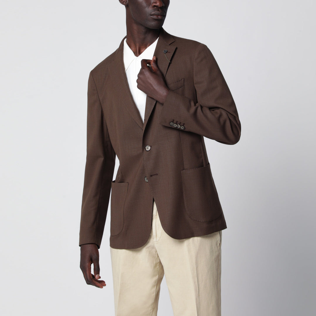 Santaniello Brown Slim-Fit Single-Breasted Linen Blazer