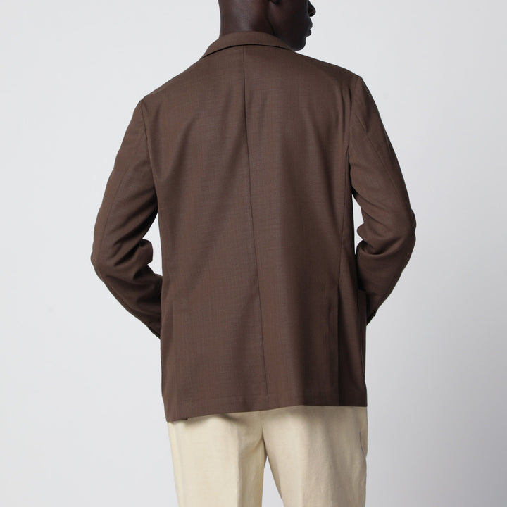 Santaniello Brown Slim-Fit Single-Breasted Linen Blazer