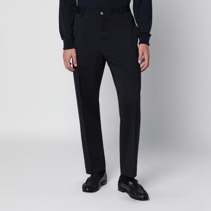 Santaniello Blue Tailored Trousers In Wool Blend