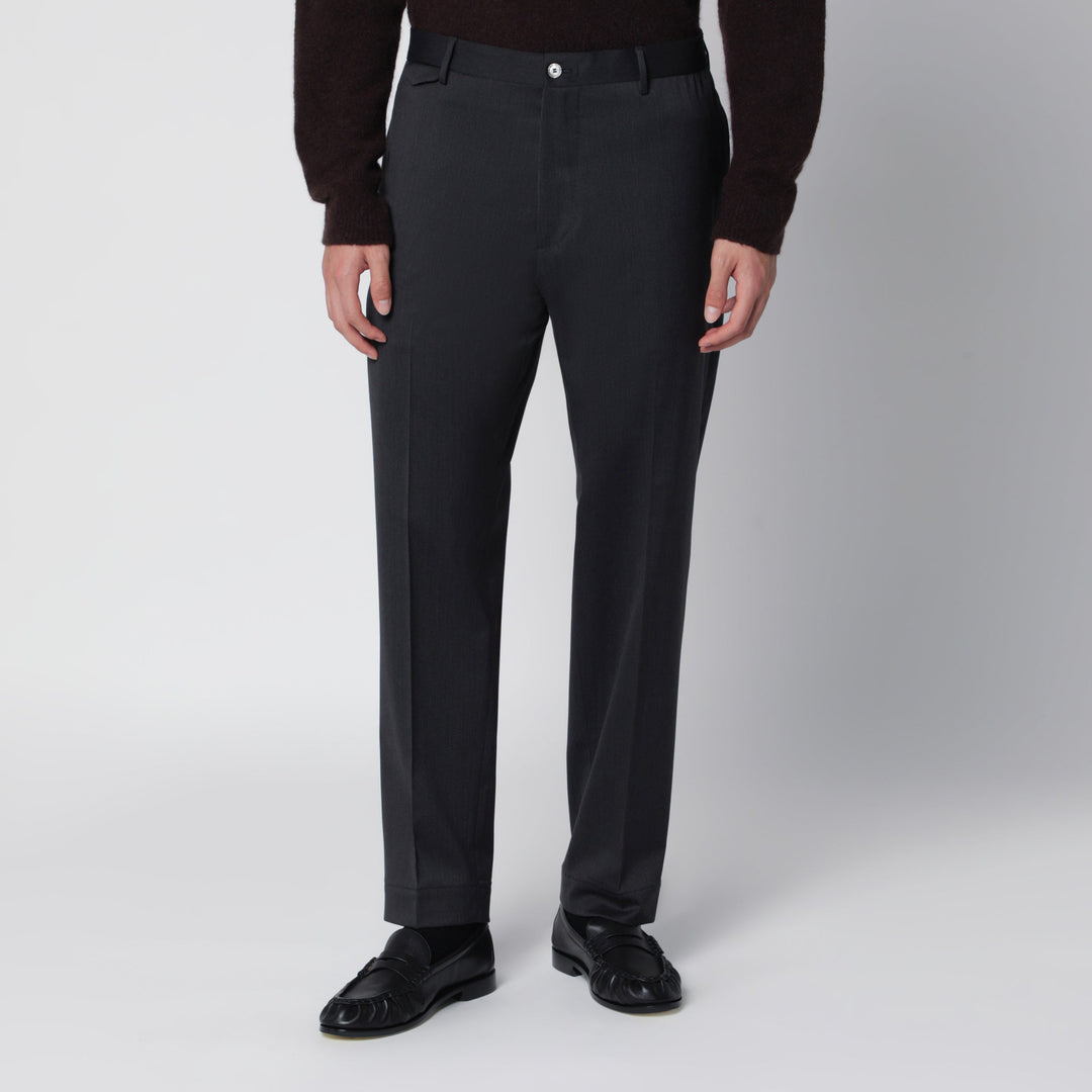 Santaniello Grey Tailored Trousers In Wool Blend