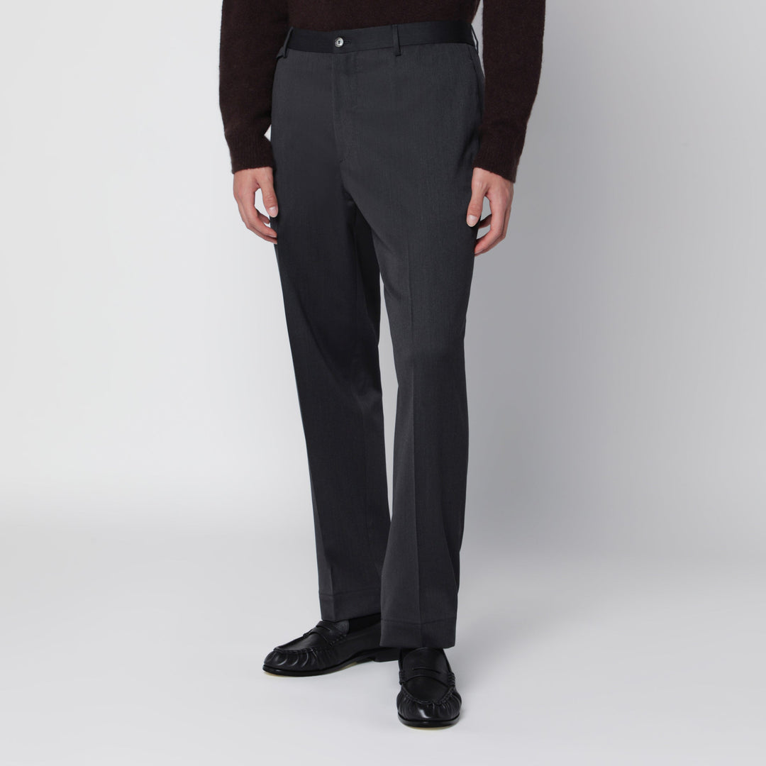Santaniello Grey Tailored Trousers In Wool Blend