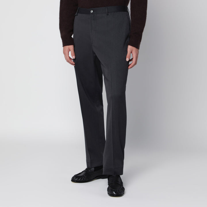 Santaniello Grey Tailored Trousers In Wool Blend