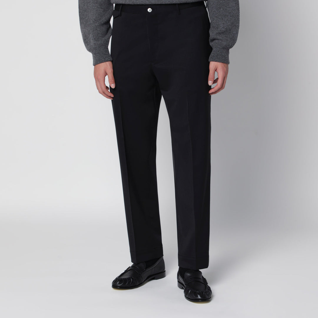 Santaniello Black Tailored Trousers In Wool Blend