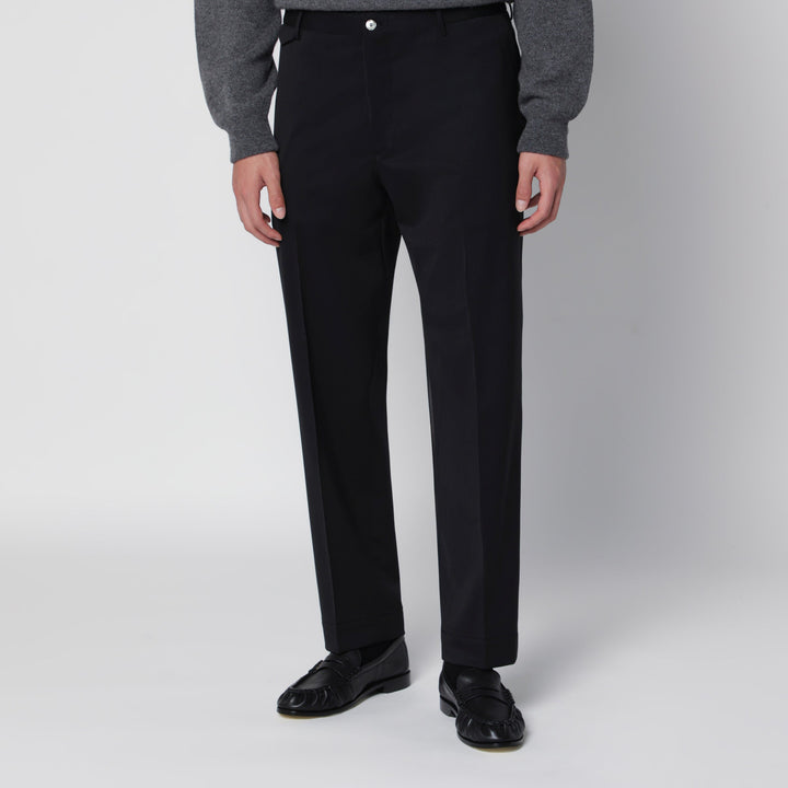 Santaniello Black Tailored Trousers In Wool Blend