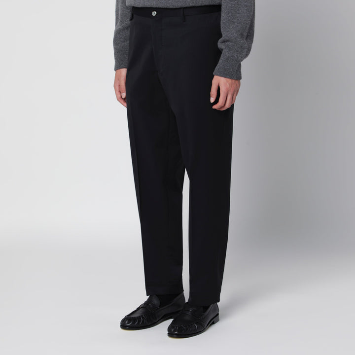 Santaniello Black Tailored Trousers In Wool Blend