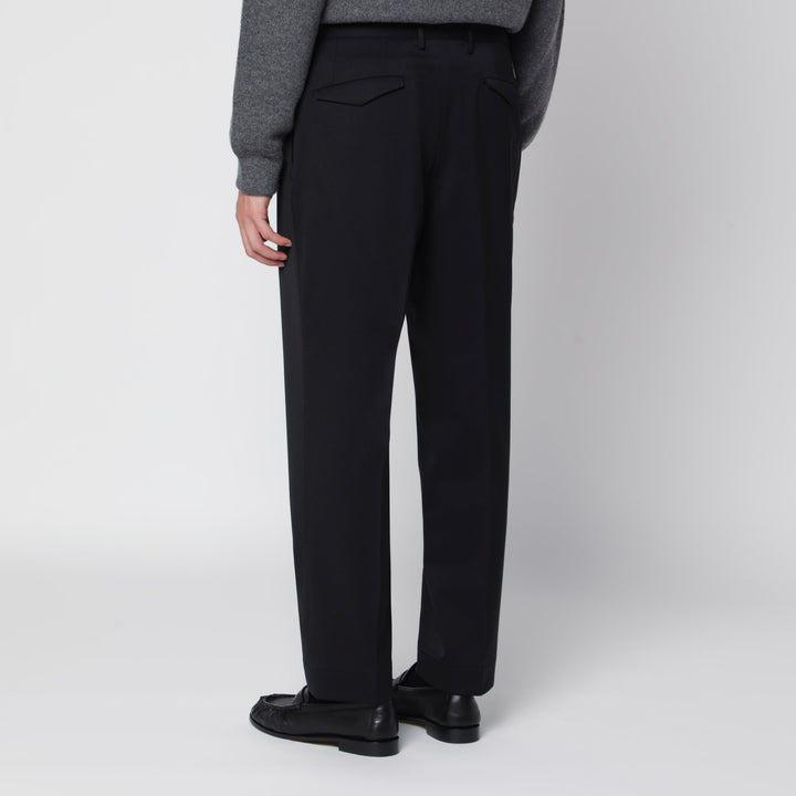 Santaniello Black Tailored Trousers In Wool Blend