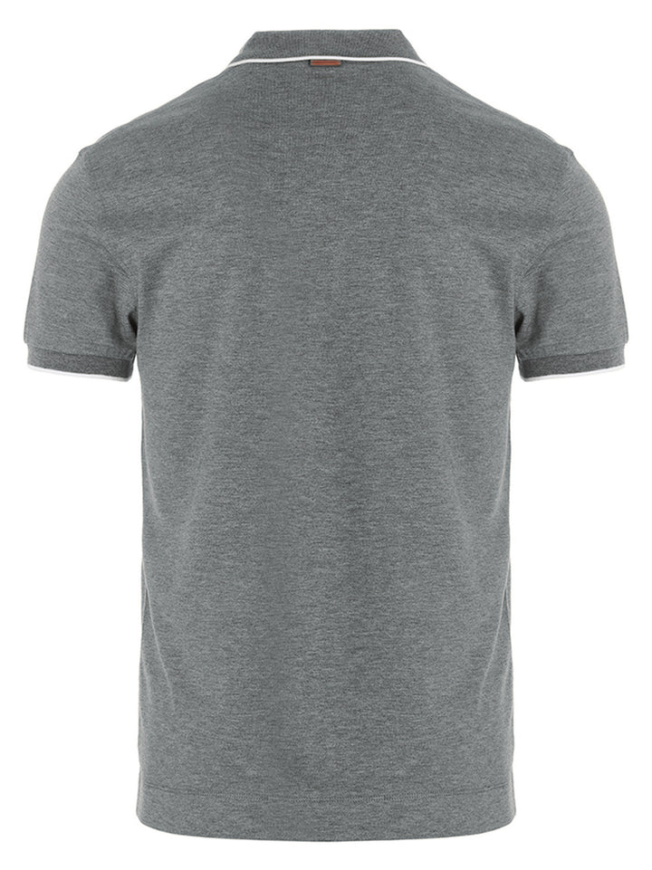 Zegna Logo Embroidery  Shirt Polo - Gray | 6d2becf290333781a3fa83f3a335fa7930ceea52