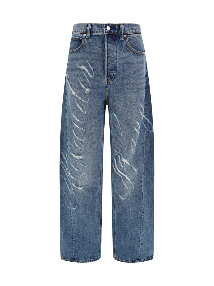 BALLOON JEAN CURSIVE LOGO FRAY