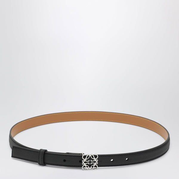 Black/Palladium Grained Leather Anagram Belt