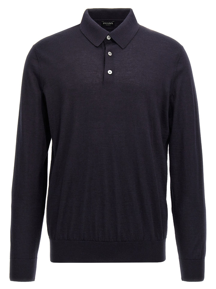 Silk Cashmere  Shirt Polo Blue